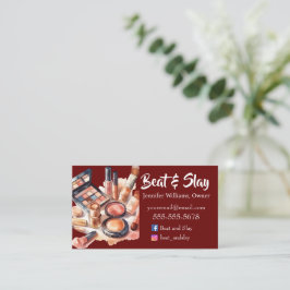 Eleganter Burgund Make-up Artist Visitenkarte