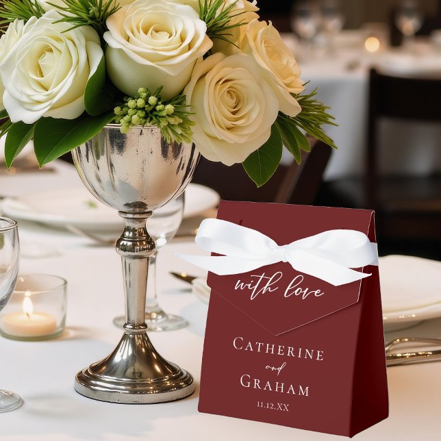 Eleganter Burgund Minimalistischer Abend Hochzeit Geschenkschachtel (Von Creator hochgeladen)