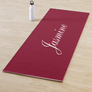 Eleganter Burgund Personalisierter Name Yoga Mat Yogamatte