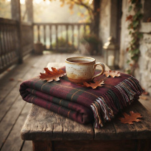 Eleganter Burgunder-Tartan Decke