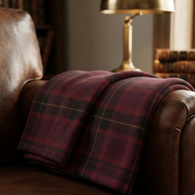 Eleganter Burgunder-Tartan Fleecedecke (Von Creator hochgeladen)