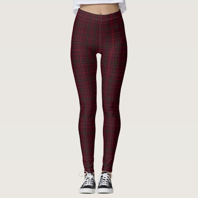 Eleganter Burgunder-Tartan Leggings (Vorderseite)
