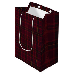 Eleganter Burgunder-Tartan Mittlere Geschenktüte