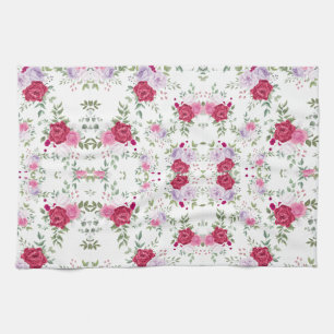 Eleganter Burgunder- und Rosa-Lavendel-Blumengarte Geschirrtuch