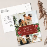 Eleganter Burgundy Botanischer Feiertag Postkarte<br><div class="desc">Diese Kollektion besticht durch Aquarellblumen,  Beeren und Wintergrün mit moderner und eleganter Typografie,  mit einem botanischen Wintermuster zurück.</div>