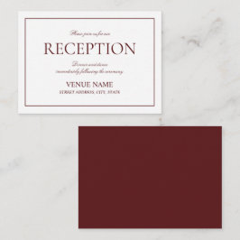 Eleganter Burgundy Classic Script Empfang Begleitkarte