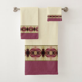 Eleganter Burgundy Design Akzent Badhandtuch Set
