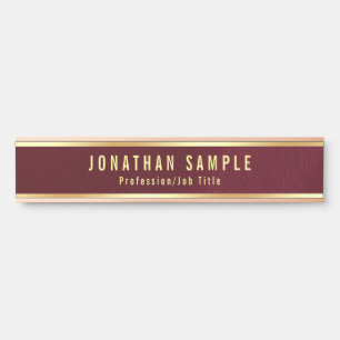 Eleganter Burgundy Red Glamour Imitats Gold Text L Türschild