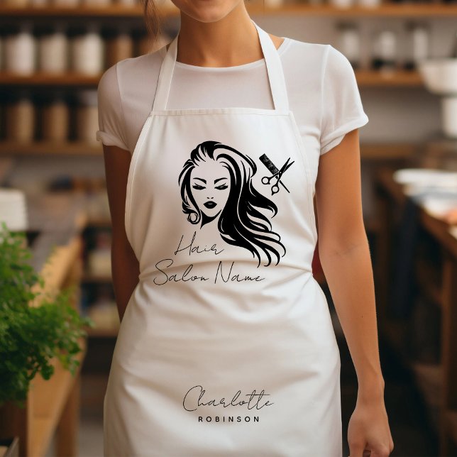Eleganter Business Name Hair Stylist Salon Schürze (Von Creator hochgeladen)