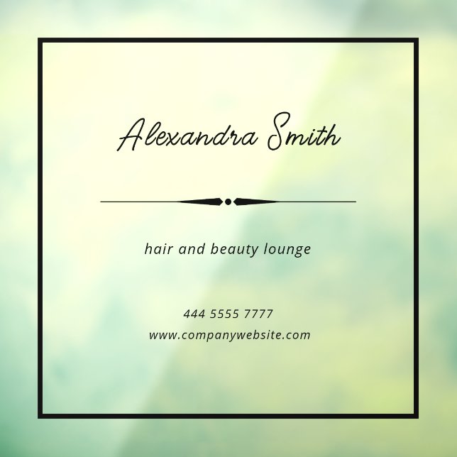 Eleganter Business Salon Name Schwarz Fensteraufkleber (Blatt 3)