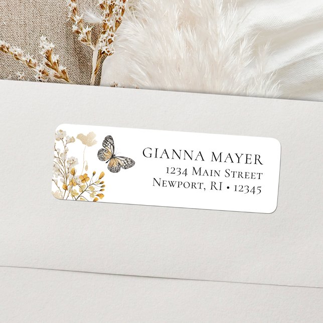 Eleganter Butterfly Wildblume Abschluss (Elegant Butterfly Wildflower Graduation Label)