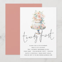 Eleganter Cake Dusty Pink Peach Script 21. Geburts