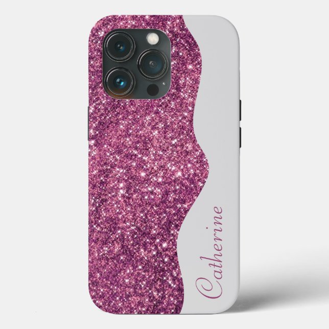 Eleganter Calligrafy Lila Tropfen Glitzer Custom Case-Mate iPhone Hülle (Rückseite)