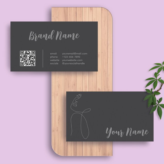 Eleganter Calligrafy Line Art QR Code Visitenkarte (Von Creator hochgeladen)