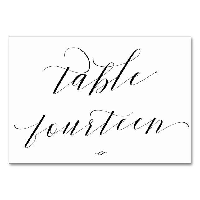 Eleganter Calligrafy Table Vierzehn Empfang Tischnummer (Vorderseite)