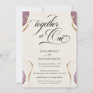 Eleganter Calligraphy Gold Glitzer Amethyst Modern Einladung