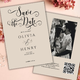Eleganter Calligraphy Script-Foto QR-Code Save The Date