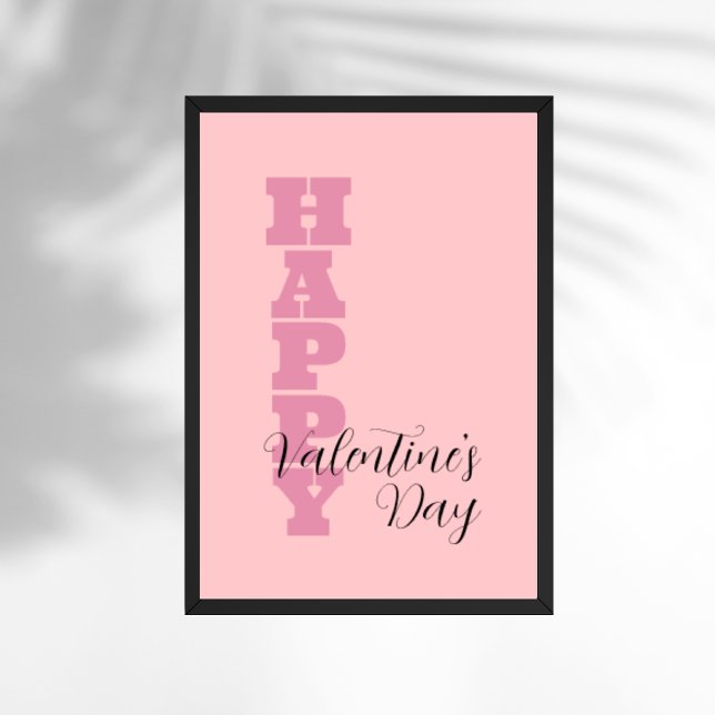 Eleganter Candy Pink und Black Happy Valentines Da Poster (Von Creator hochgeladen)