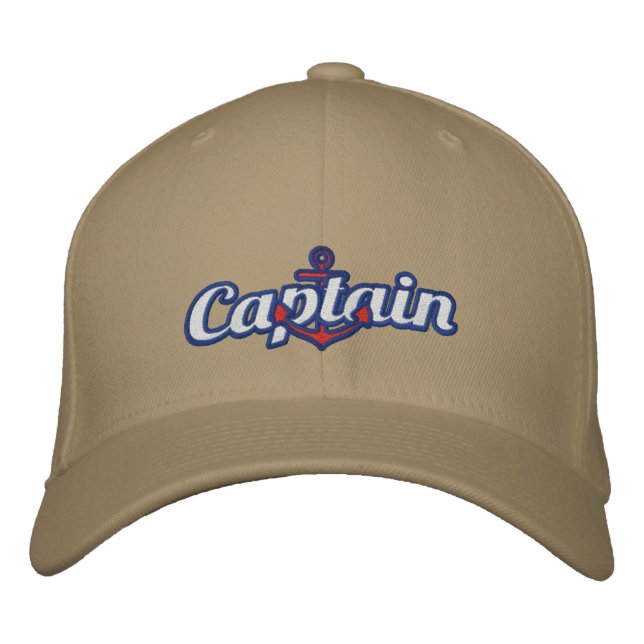 Eleganter Captain Nautical Anchor Große Stickerei Bestickte Kappe (Vorderseite)