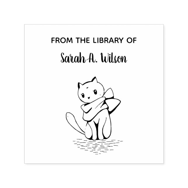Eleganter Cat Scarf Personalisierte Bibliothek Permastempel (Design)