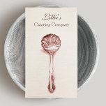 Eleganter Catering Persönlicher Koch Vintager Spoo Visitenkarte<br><div class="desc">Schöne künstlerische Illustration des Vintagen silberfarbenen Beerenlöffels auf Leinenlook. Original gezeichnet von Maura Reed.</div>
