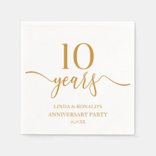 Eleganter Champagner 10. Hochzeitstag Serviette