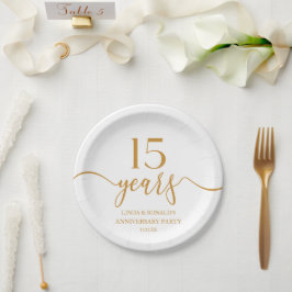 Eleganter Champagner 15. Hochzeitstag Pappteller