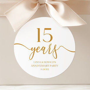 Eleganter Champagner 15. Hochzeitstag Runder Aufkleber