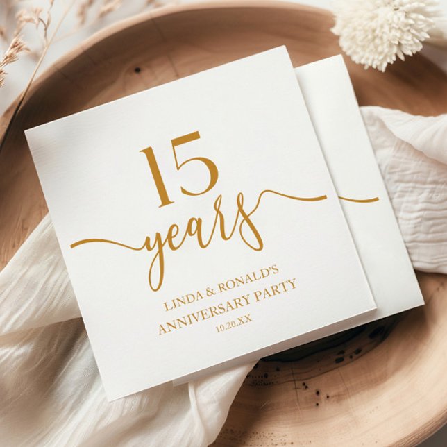 Eleganter Champagner 15. Hochzeitstag Serviette (Von Creator hochgeladen)