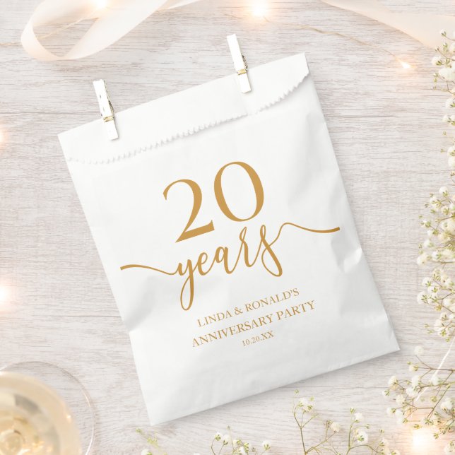 Eleganter Champagner 20. Hochzeitstag Geschenktütchen (Ausgeschnitten)