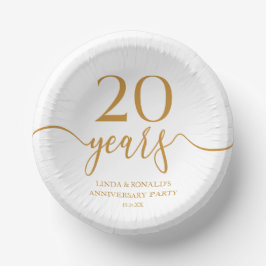 Eleganter Champagner 20. Hochzeitstag Pappteller