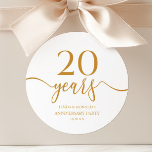 Eleganter Champagner 20. Hochzeitstag Runder Aufkleber