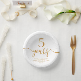 Eleganter Champagner 5. Hochzeitstag Pappteller