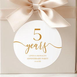 Eleganter Champagner 5. Hochzeitstag Runder Aufkleber