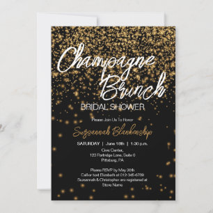 Eleganter Champagner-Brunch-Brautabschied in Gold- Einladung