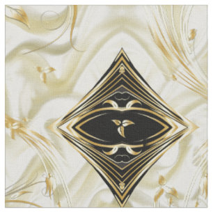 Eleganter Champagner Seide & Gold abstrakte Blumen Stoff