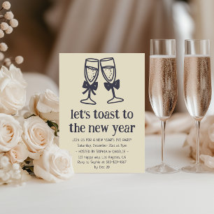 Eleganter Champagner-Tost Silvesterparty Einladung