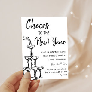 Eleganter Champagner-Turm zum Silvesterabend Einladung