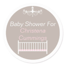 Eleganter Chandelier Baby Dusche Rundaufkleber Ros