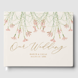 Eleganter Charm Creamy Wild Blume Wedding Gästebuch