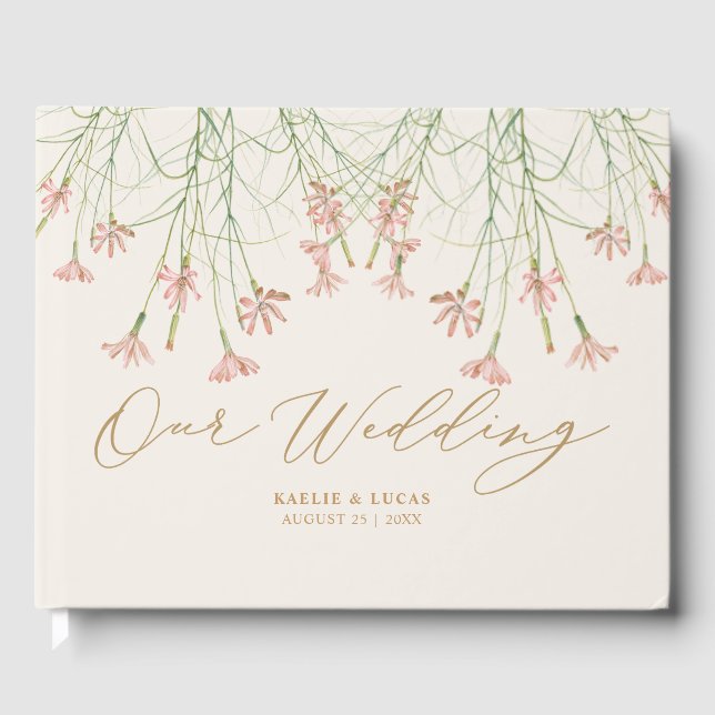 Eleganter Charm Creamy Wild Blume Wedding Gästebuch (Vorderseite)