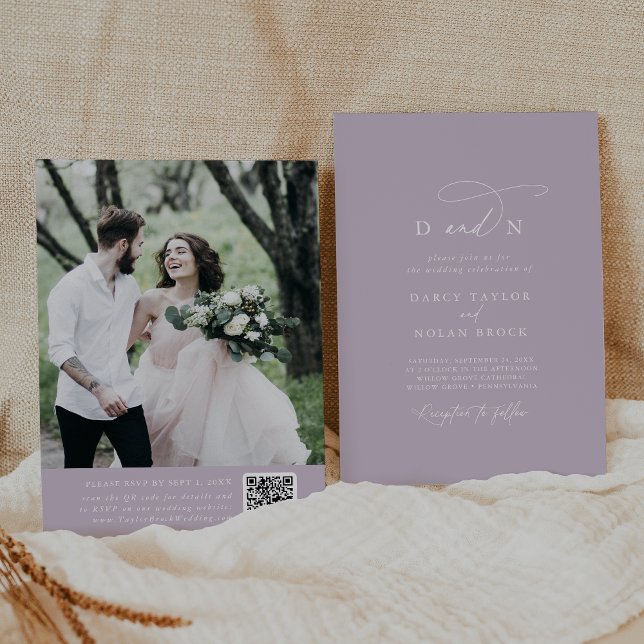 Eleganter Charm Lila Foto Hochzeit Einladung UAWG (Von Creator hochgeladen)