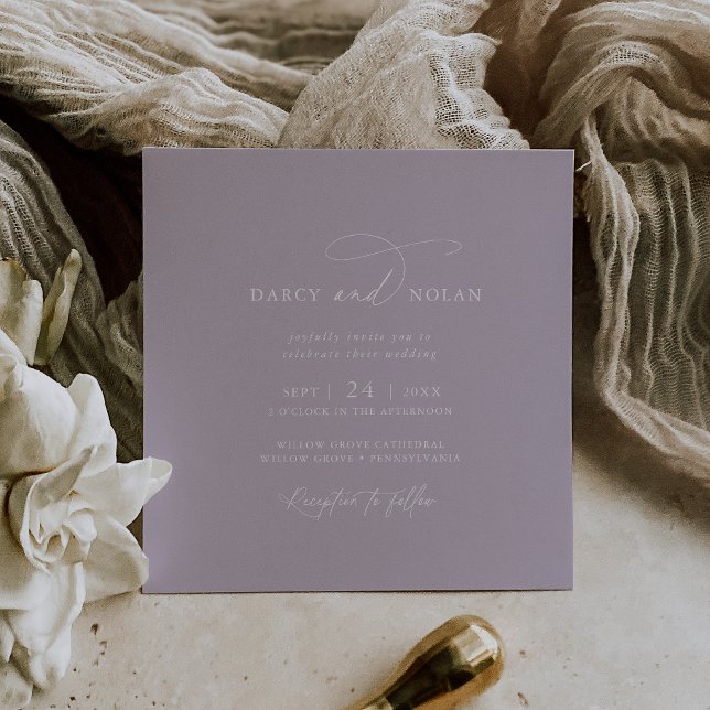 Eleganter Charm Square Lila Einladungen für Hochze (Elegant Charm Square Purple Wedding Invitations)