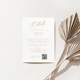 Eleganter Charm White and Gold Wedding Details Car Begleitkarte