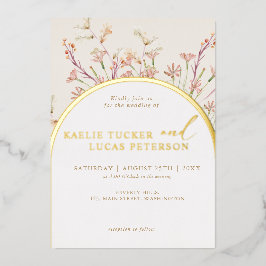 Eleganter Charm Wild Blume Arch Wedding Gold Folieneinladung