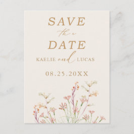 Eleganter Charm Wild Blume Hochzeit retten das Dat Einladungspostkarte