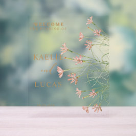 Eleganter Charm Wild Blume Wedding Willkommen Acrylschild