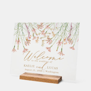 Eleganter Charm Wild Blume Wedding Willkommen Acrylschild