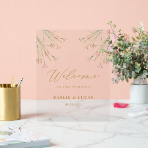 Eleganter Charm Wild Blume Wedding Willkommen Acrylschild