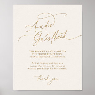 Eleganter Charme Elfenbein Gold Audio-Gästebuchpos Poster